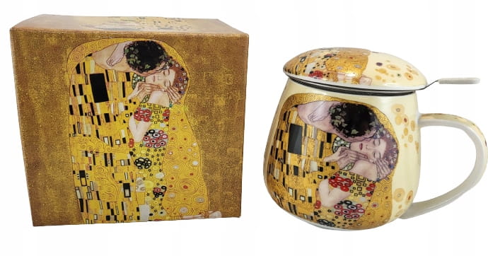 KUBEK Z ZAPARZACZEM KLIMT POCAŁUNEK 450 ML