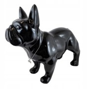 FIGURKA PIES BULDOG CZARNY Z NASZYJNIKIEM