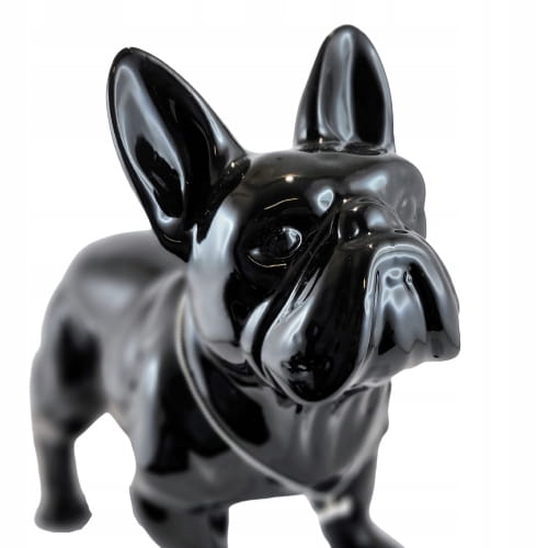 FIGURKA PIES BULDOG CZARNY Z NASZYJNIKIEM