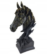POPIERSIE KONIA KOŃ NA PODSTAWIE CZARNO-ZŁOTY 39CM
