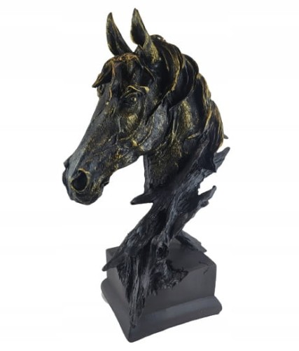 POPIERSIE KONIA KOŃ NA PODSTAWIE CZARNO-ZŁOTY 39CM
