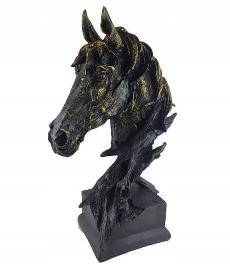 POPIERSIE KONIA KOŃ NA PODSTAWIE CZARNO-ZŁOTY 39CM