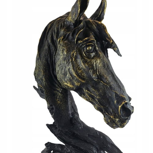 POPIERSIE KONIA KOŃ NA PODSTAWIE CZARNO-ZŁOTY 39CM