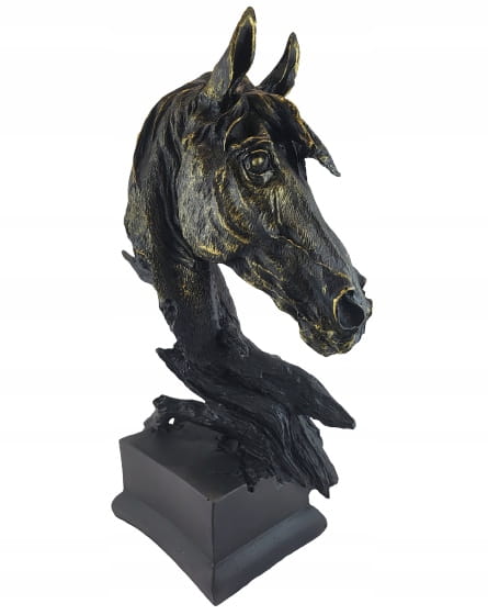 POPIERSIE KONIA KOŃ NA PODSTAWIE CZARNO-ZŁOTY 39CM