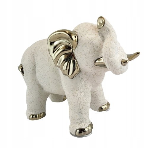 FIGURKA SŁOŃ BIAŁY ZE ZŁOTEM
