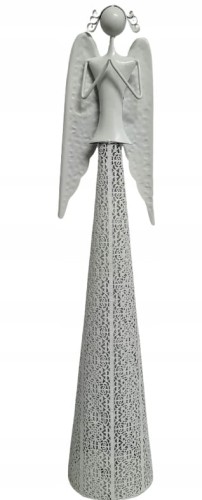 ANIOŁ METALOWY MODLĄCY BIAŁY ŚWIECZNIK 98,5 CM