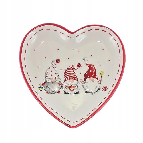 TALERZ SERCE Z CZERWONYM MIKOŁAJEM SKRZATEM ŚWIĘTA