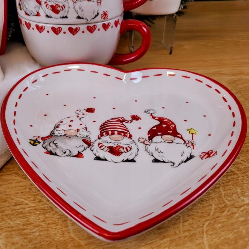 TALERZ SERCE Z CZERWONYM MIKOŁAJEM SKRZATEM ŚWIĘTA