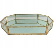 TACA OŚMIOKĄTNA LUSTRO SZKLANE BRZEGI