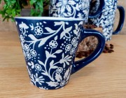 KUBEK CERAMICZNY BIAŁO-NIEBIESKI 80ML