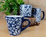 KUBEK CERAMICZNY BIAŁO-NIEBIESKI 80ML