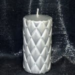 ŚWIECA FLORENCJA pikowana SREBRNA WALEC ŚREDNI h 14cm fi 7cm