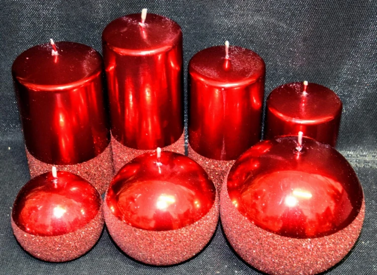 ŚWIECA OZDOBNA PRINCE WALEC FI8CM CZERWONA H14CM