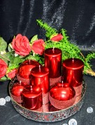 ŚWIECA OZDOBNA PRINCE WALEC FI8CM CZERWONA H14CM