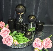 ŚWIECA OZDOBNA PRINCE WALEC ŚREDNI CZARNA H14CM