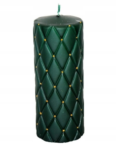 ŚWIECA FLORENCJA MATOWA PIKOWANA ZIELONA H18CM