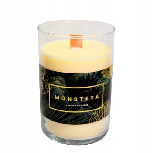 ŚWIECA ZAPACHOWA MONSTERA KOŚĆ SŁONIOWA W SZKLE