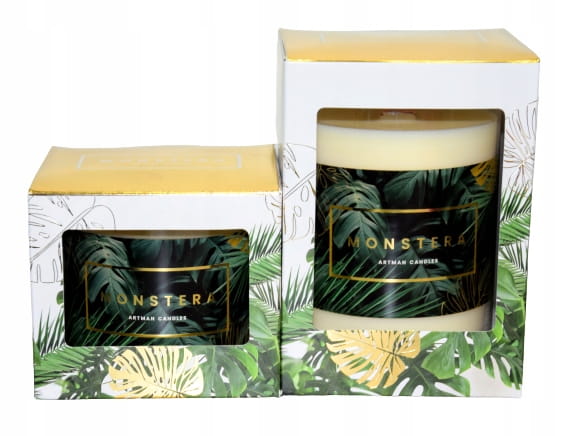 ŚWIECA ZAPACHOWA MONSTERA KOŚĆ SŁONIOWA W SZKLE