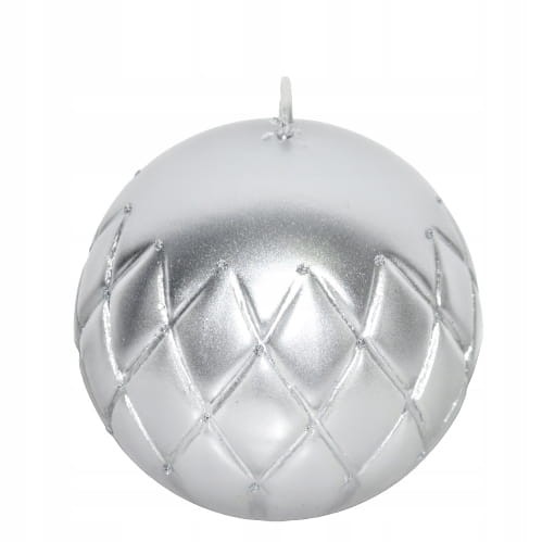 ŚWIECA FLORENCJA PIKOWANA SREBRNA KULA 10CM