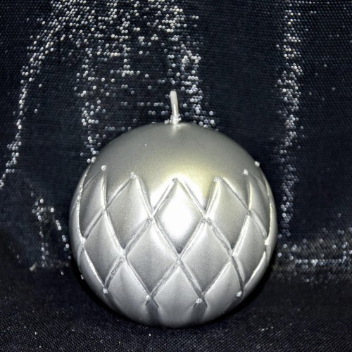 ŚWIECA FLORENCJA PIKOWANA SREBRNA KULA 10CM