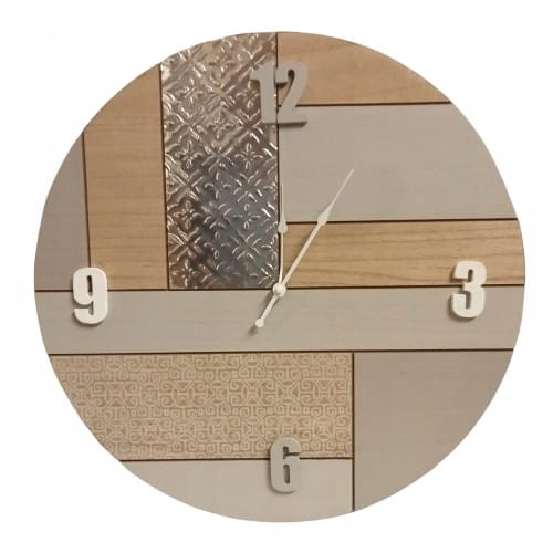 ZEGAR BEŻOWO-SREBRNY OKRĄGŁY