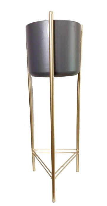 KWIETNIK METALOWY SZARY NA ZŁOTYM STELAŻU 81CM