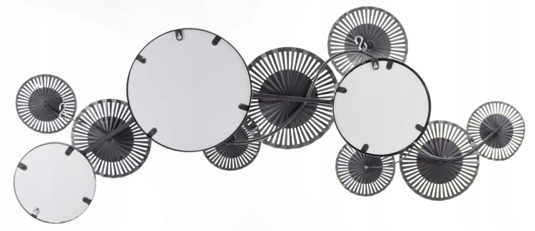 METALOWA DEKORACJA ŚCIENNA Z LUSTRAMI