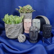 KOMINEK CERAMICZNY DO WOSKÓW, OLEJKÓW ZAPACHOWYCH TWARZ SZARY