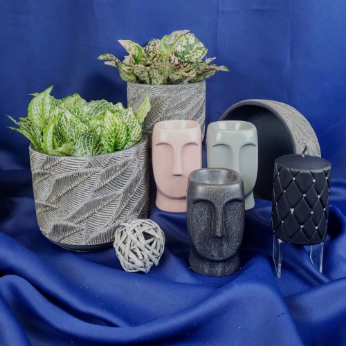KOMINEK CERAMICZNY DO WOSKÓW, OLEJKÓW ZAPACHOWYCH TWARZ SZARY