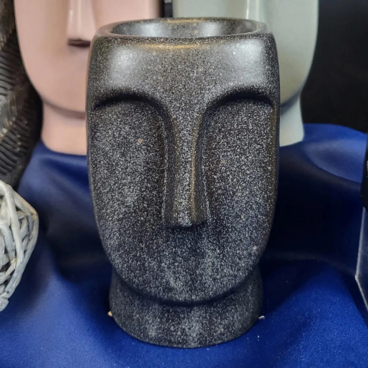 KOMINEK CERAMICZNY DO WOSKÓW LUB OLEJKÓW ZAPACHOWYCH TWARZ GRAFIT