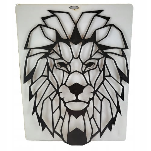 LEKKA AŻUROWA DEKORACJA ŚCIENNA - LEW GEOMETRYCZNY 39 × 37 CM - Materiał: HDF Premium