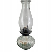 DUŻA SZKLANA LAMPA NAFTOWA Z BAWEŁNIANYM KNOTEM 33,5 CM