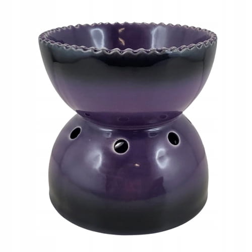 DUŻY, GŁĘBOKI KOMINEK CERAMICZNY NA OLEJKI KOLOR FIOLETOWY CIENIOWANY