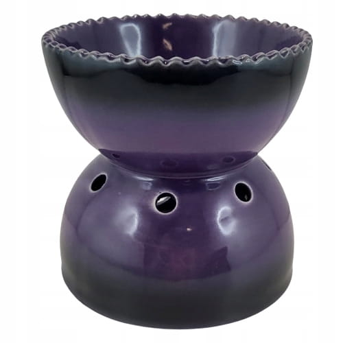 DUŻY, GŁĘBOKI KOMINEK CERAMICZNY NA OLEJKI KOLOR FIOLETOWY CIENIOWANY