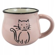 KUBEK CERAMICZNY KOTY PREZENT RÓŻOWY 75 ML
