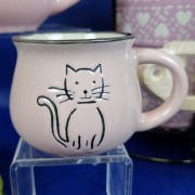 KUBEK CERAMICZNY KOTY PREZENT RÓŻOWY 75 ML