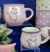 KUBEK CERAMICZNY KOTY PREZENT RÓŻOWY 75 ML