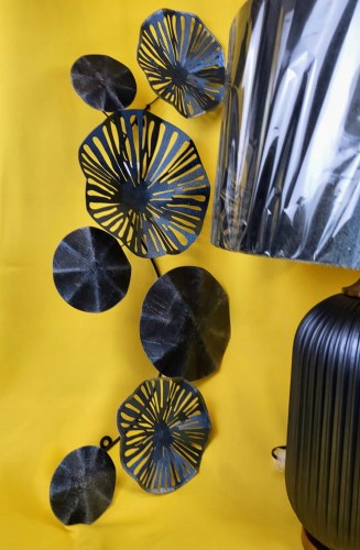 DEKORACJA ŚCIENNA GRANATOWA METAL ZE WZORAMI 79X35CM