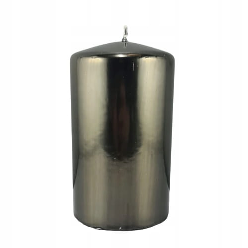 ŚWIECA OZDOBNA LUSTRO WALEC FI8CM GRAFIT H14CM