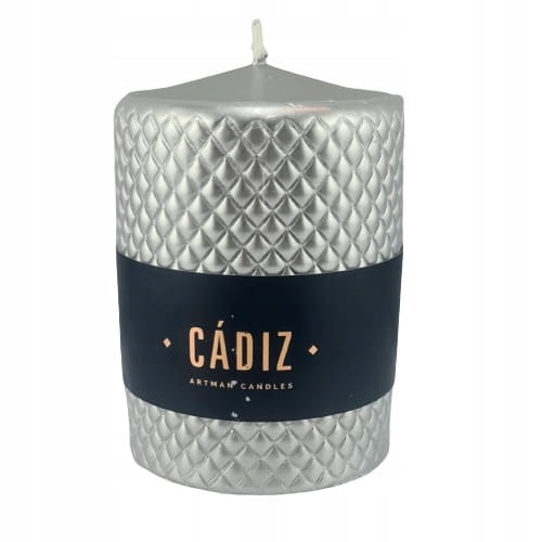 ŚWIECA CADIZ WALEC DUŻY FI9 SREBRNY H11CM