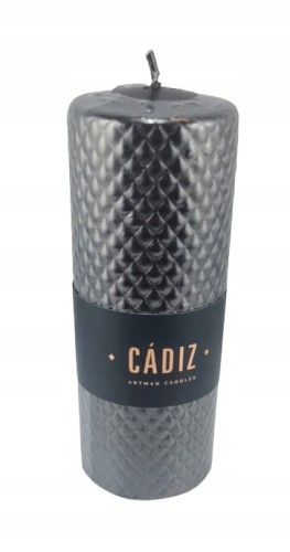 ŚWIECA OZDOBNA CADIZ WALEC DUŻY FI7 CZARNY H17CM