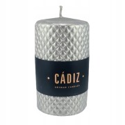 ŚWIECA CADIZ WALEC MAŁY FI7 SREBRNY H11CM