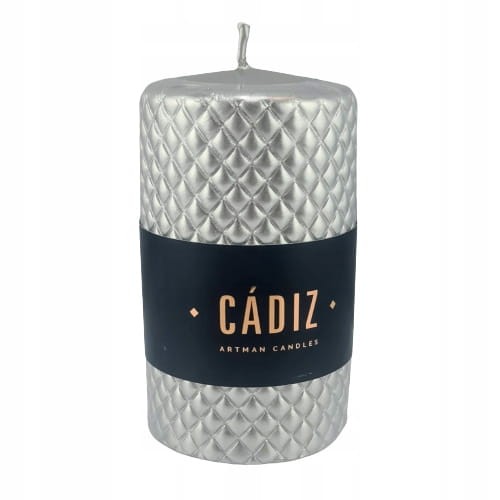 ŚWIECA CADIZ WALEC MAŁY FI7 SREBRNY H11CM