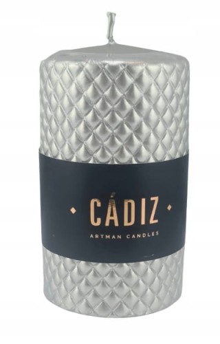 ŚWIECA CADIZ WALEC MAŁY FI7 SREBRNY H11CM