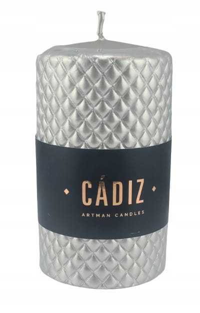 ŚWIECA CADIZ WALEC MAŁY FI7 SREBRNY H11CM