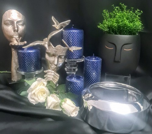 DONICZKA CERAMICZNA TWARZ CZARNA MAT h16,5CM Z PRZYKŁADOWĄ ARANŻACJĄ