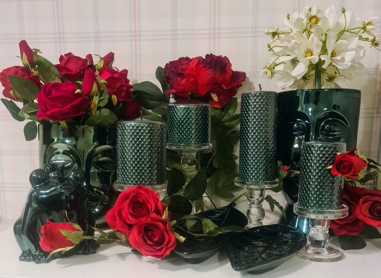 WAZON CERAMICZNY TWARZ ZIELONA 16X16X28CM Z DONICĄ ZIELONĄ Z KOLEKCJI