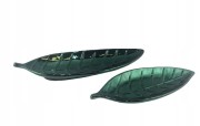 TALERZ OZDOBNY CERAMICZNY - LIŚĆ ZIELONY MAŁY W TOWARZYSTWIE TALERZA Z TEJ SAMEJ SERII W WIĘKSZYM ROZMIARZE