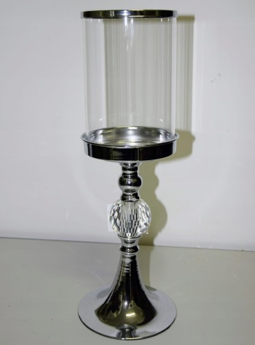 ŚWIECZNIK METAL/SZKŁO 35,5CM