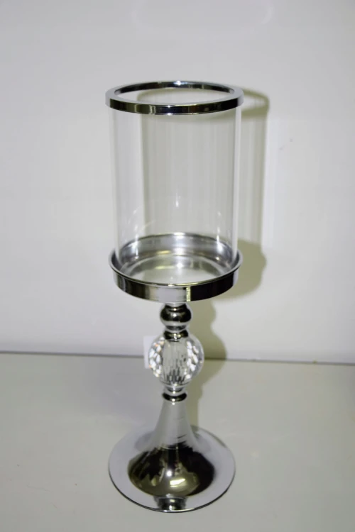 ŚWIECZNIK METAL/SZKŁO 35,5CM